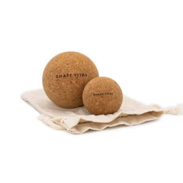 SHAPEVITAL Faszienball Set aus Naturkork | 100% natürliche Korkrinde | inkl. Jute Beutel